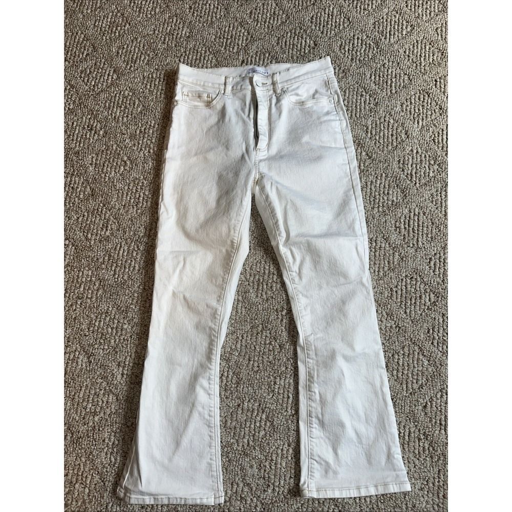 Womens Loft The Kick Crop High‎ Rise Jeans - Off White Size 26/2 EUC